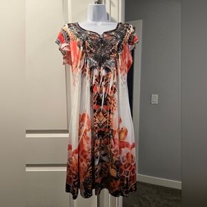 ONE WORLD Live And Let Live Sequin Boho BUTTERFLY Dress. Size S.